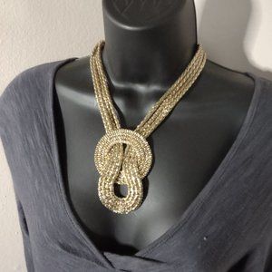 Cute Lightweight Gold Tone Knot Necklace Adjustable 15.5 To 18 Inches Long